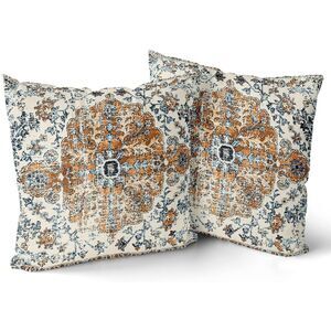 🛋️ Brown Navy Blue Boho Vintage Pillow Covers 20x20 Set of 2 – Home Decor